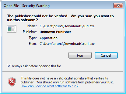 Windowsのセキュリティ警告ダイアログの画像