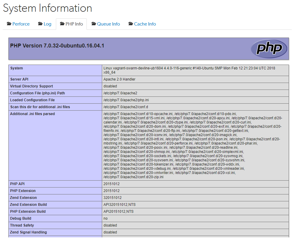 PHP情報タブ