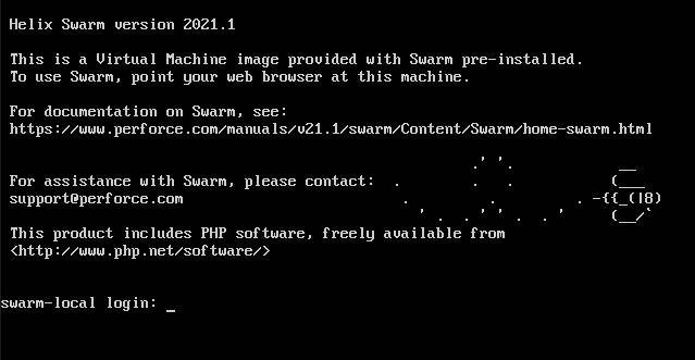 Swarm VMのウェルカム画面の画像